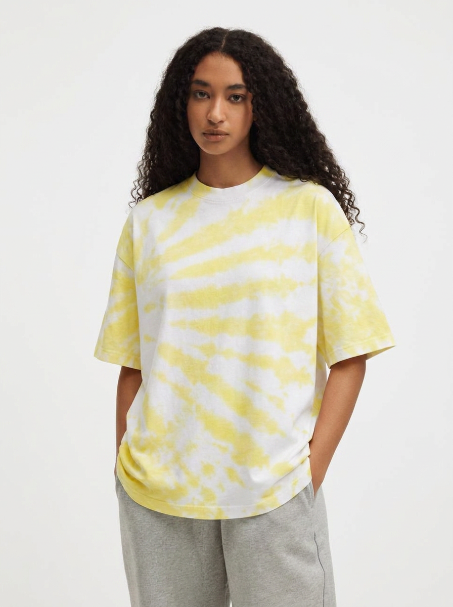 Golden Ray – T-shirt Tie & Dye Jaune Oversize